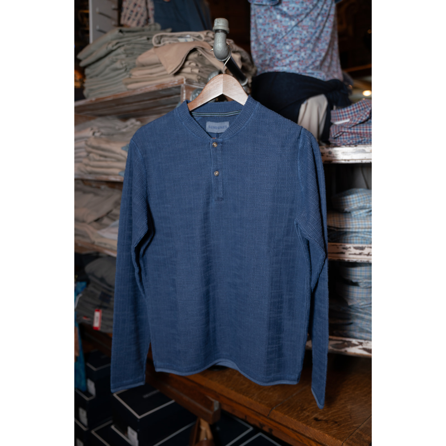 Sundunes Garment Dyed Henley (Navy)