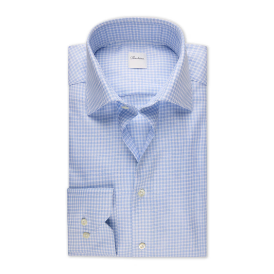 Stenstroms Light Blue Checked Twill Shirt
