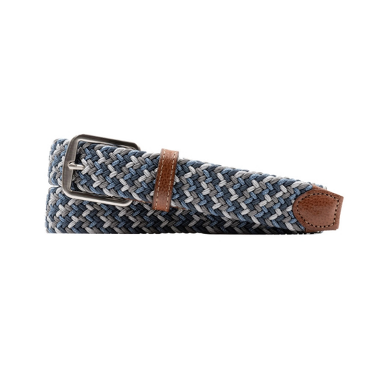Newport Woven Italian Rayon Elastic Belt (Blue Multi)