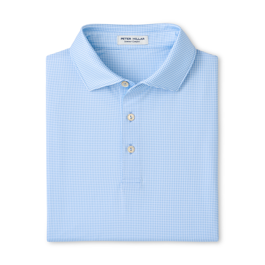 Gingham Performance Jersey Polo (Cottage Blue)
