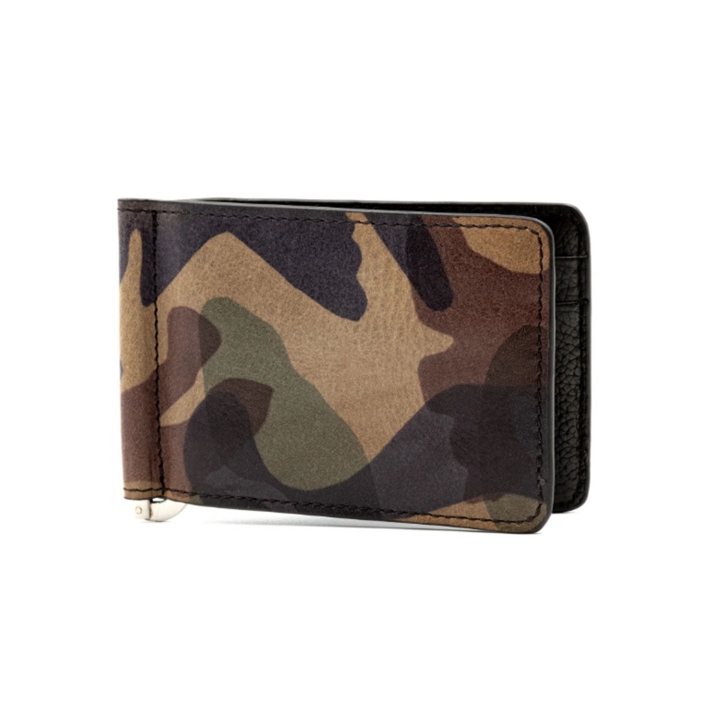 Hemingway Italian Saddle Leather CC Moneyclip (Grey Camo)