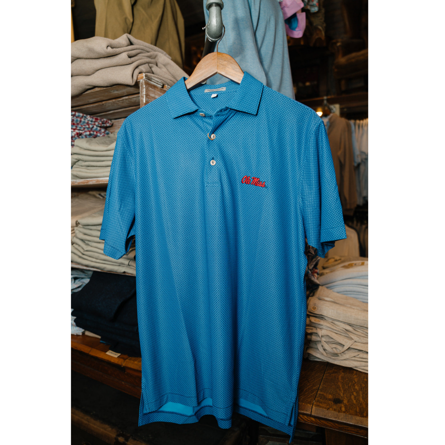 Ole Miss Cumberland Geo Performance Mesh Polo (Sport Navy)