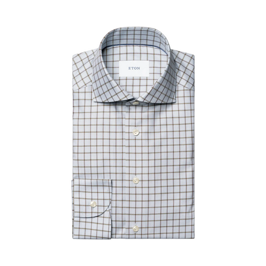 Eton Check Twill Shirt (Light Blue)