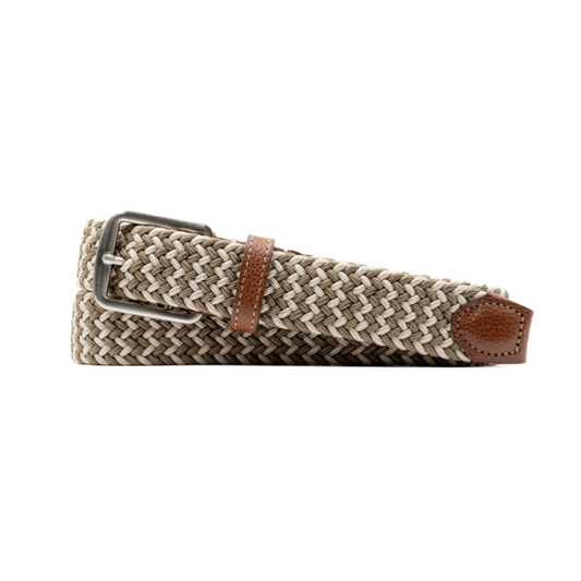 Newport Woven Italian Rayon Elastic Belt (British Tan/Sand)