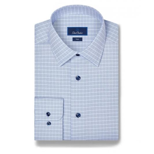 Sky & Blue Twill Check Stretch Dress Shirt