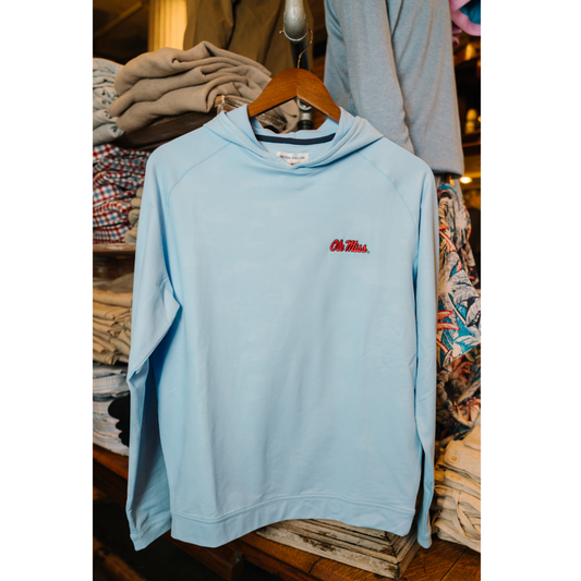 Ole Miss Pine Camo Performance Hoodie (Cottage Blue)