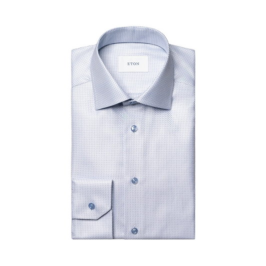Eton Micro Check King Twill Shirt (Light Blue)