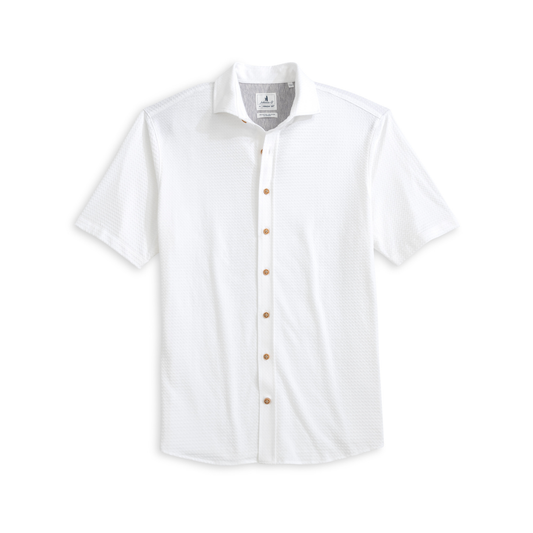 Short Sleeve Hangin' Out Knit Button Down Shirt - Surfsucker (White)