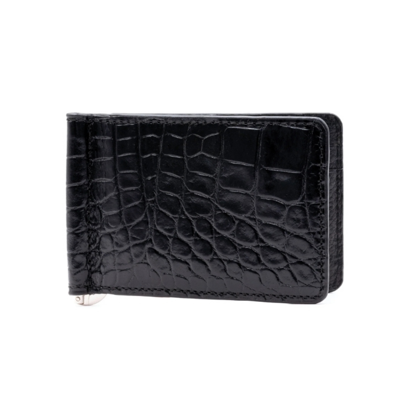 Anthony Alligator Grain Credit Card Money Clip Wallet (Black)