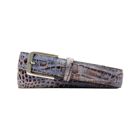 Palmer Italian Alligator Grain Leather Belt (Blue Wash)