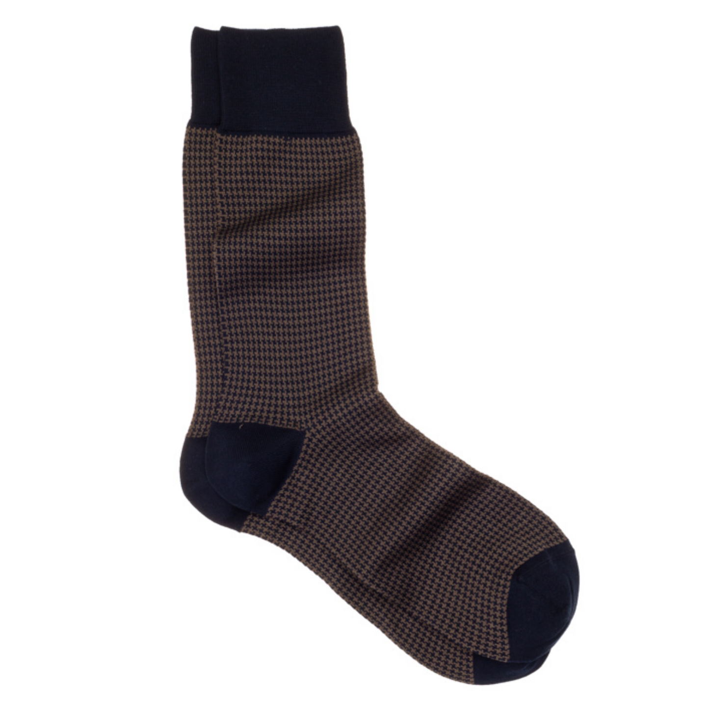 Houndstooth Socks (Navy/Brown)