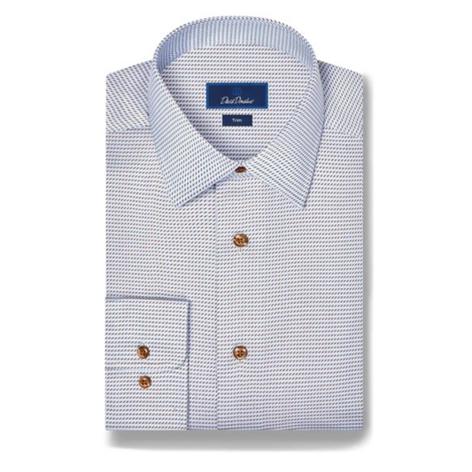 Sky & Chocolate Textured Twill Dress Shirt