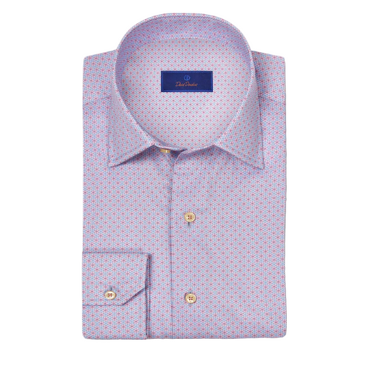 Sky & Lilac Micro Geometric Print Sport Shirt