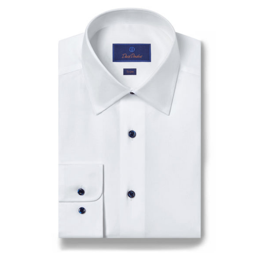 Super Fine Twill Dress Shirt (White/Blue)