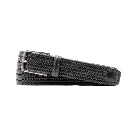 Lexington Braided Italian Saddle Leather & Elastic Belt (Slate)
