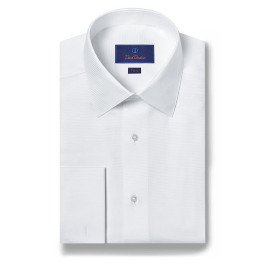 Horizontal Rib French Cuff Formal Shirt (White)