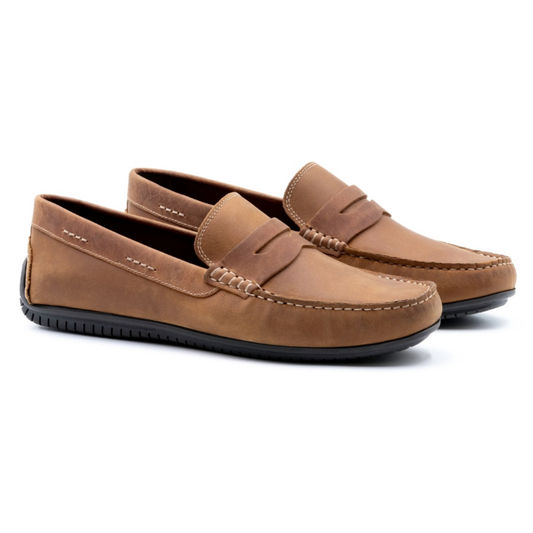 Bermuda Nubuck Penny Loafers (Saddle Tan)
