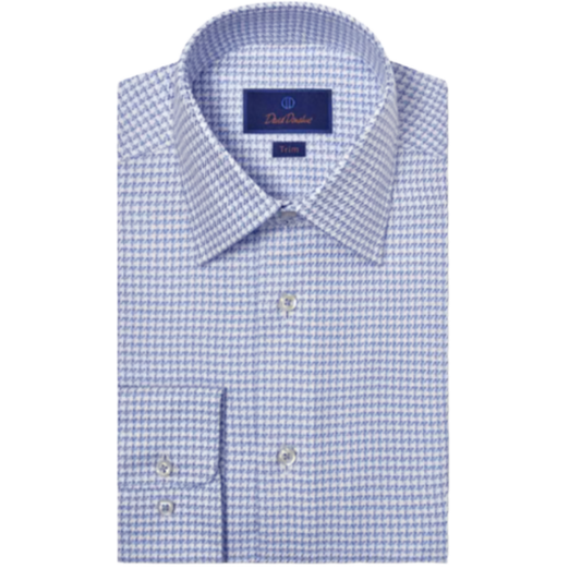 Blue & Sky Textured Check Dress Shirt