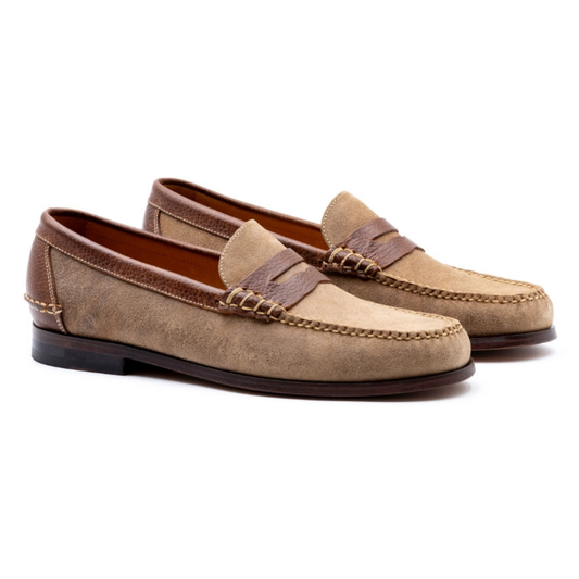 All American Suede Penny Loafers (Khaki)