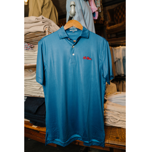 Ole Miss Gingham Performance Jersey Polo (Navy)