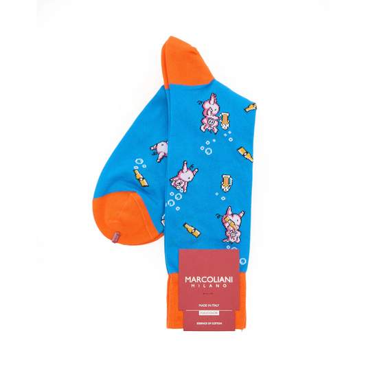 Drunk Pig Socks (Sapphire)