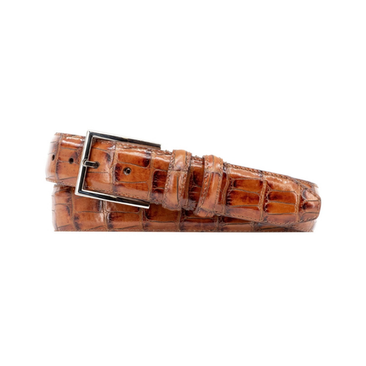 Alexander Alligator Grain Italian Calf Leather Belt (Chestnut)