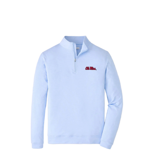 Ole Miss Perth Sugar Stripe Performance Quarter-Zip (Cottage Blue/White)