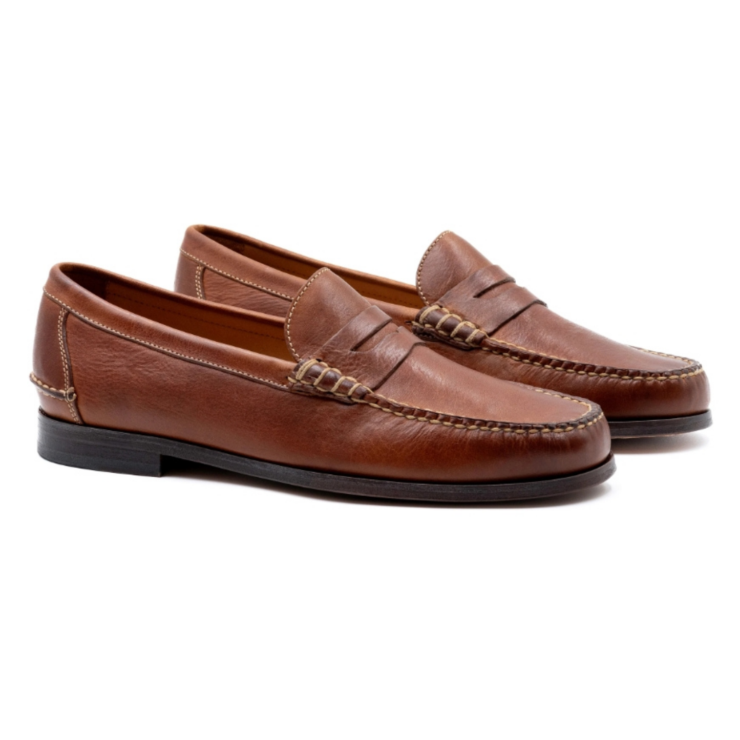 All American Saddle Leather Penny Loafers (Chestnut)