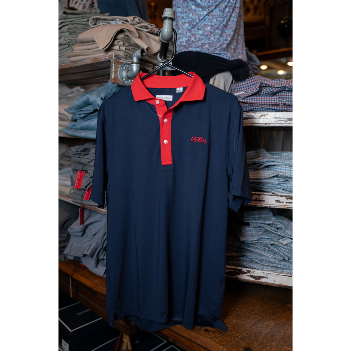 Hinton & Hinton Ole Miss Colorblock Polo (Navy)