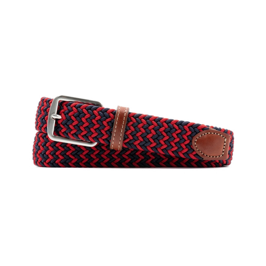 Collegiate Newport Woven Italian Rayon Elastic Belt (Navy/Red)
