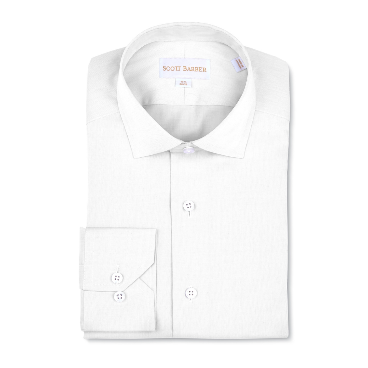 Solid Fine Twill Dress Shirt (White)