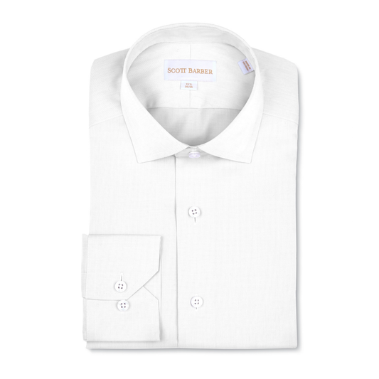 Solid Fine Twill Dress Shirt (White)