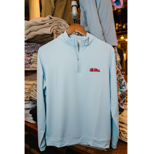 Ole Miss Perth Birdseye Performance Quarter-Zip (Pale Blue)