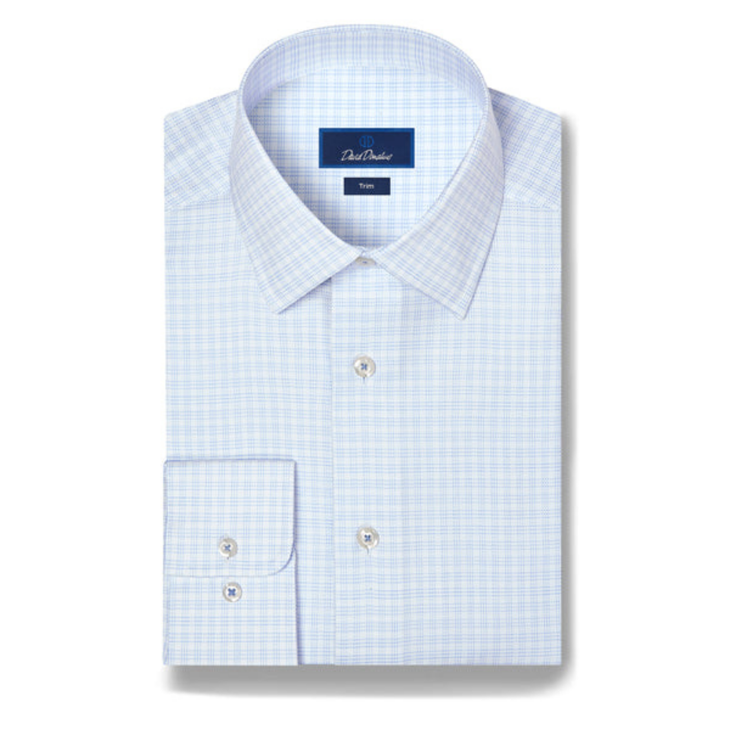 White & Sky Twill Check Stretch Dress Shirt