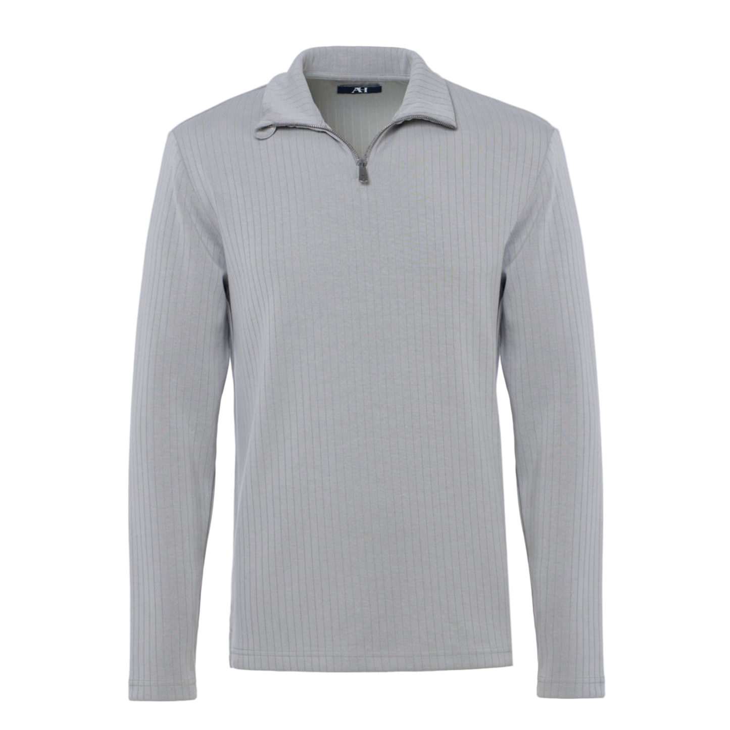 Ribbed Stripe Quarter Zip (Grey)