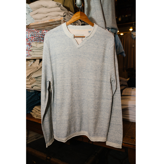 Sundunes Sun Washed Notch Collar Sweater (Light Blue)