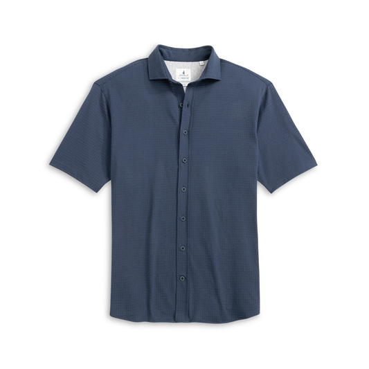 Short Sleeve Hangin' Out Knit Button Down Shirt - Surfsucker (Lake)