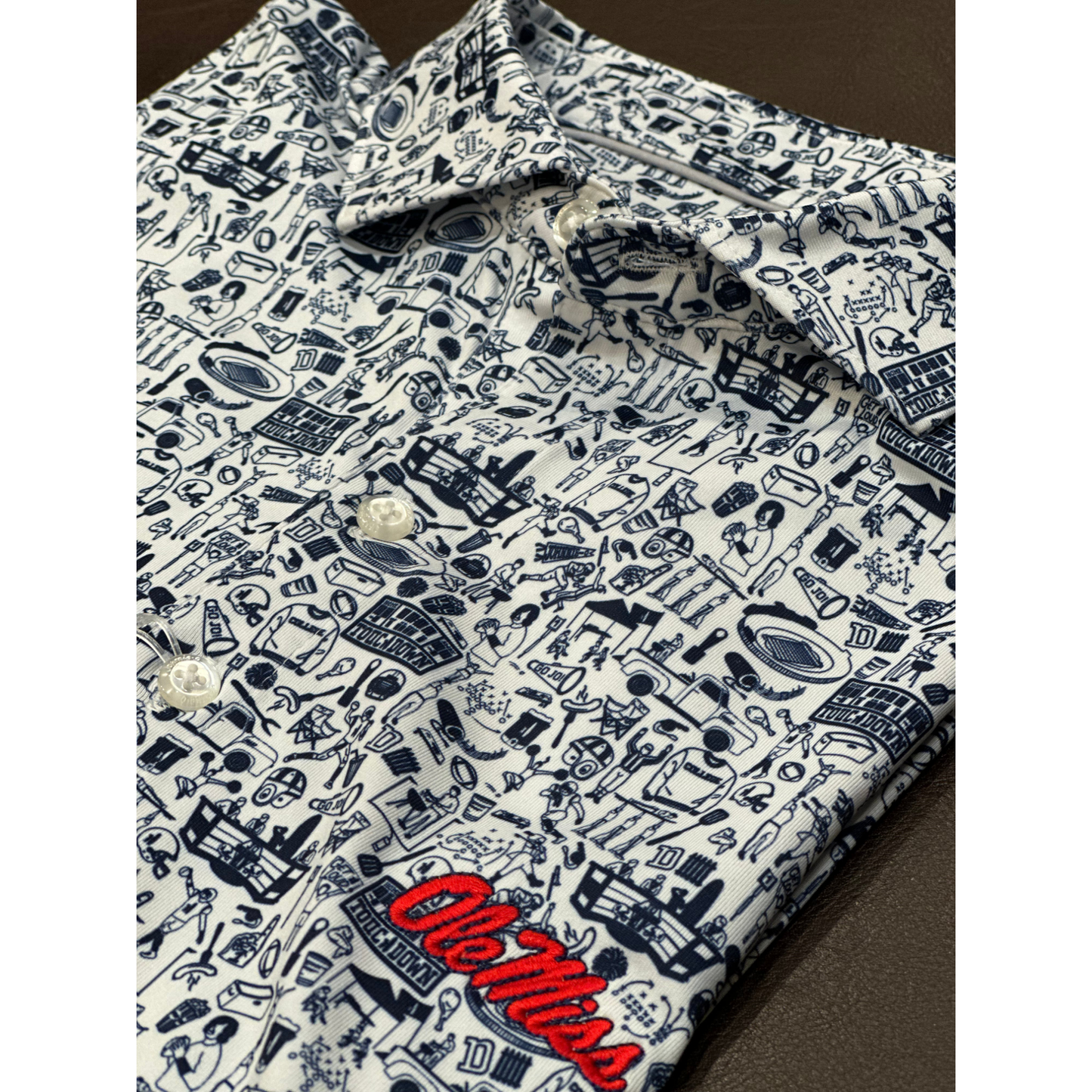 Ole Miss Tailgater 2.0 Printed Jersey Performance Polo (Midnight Navy)