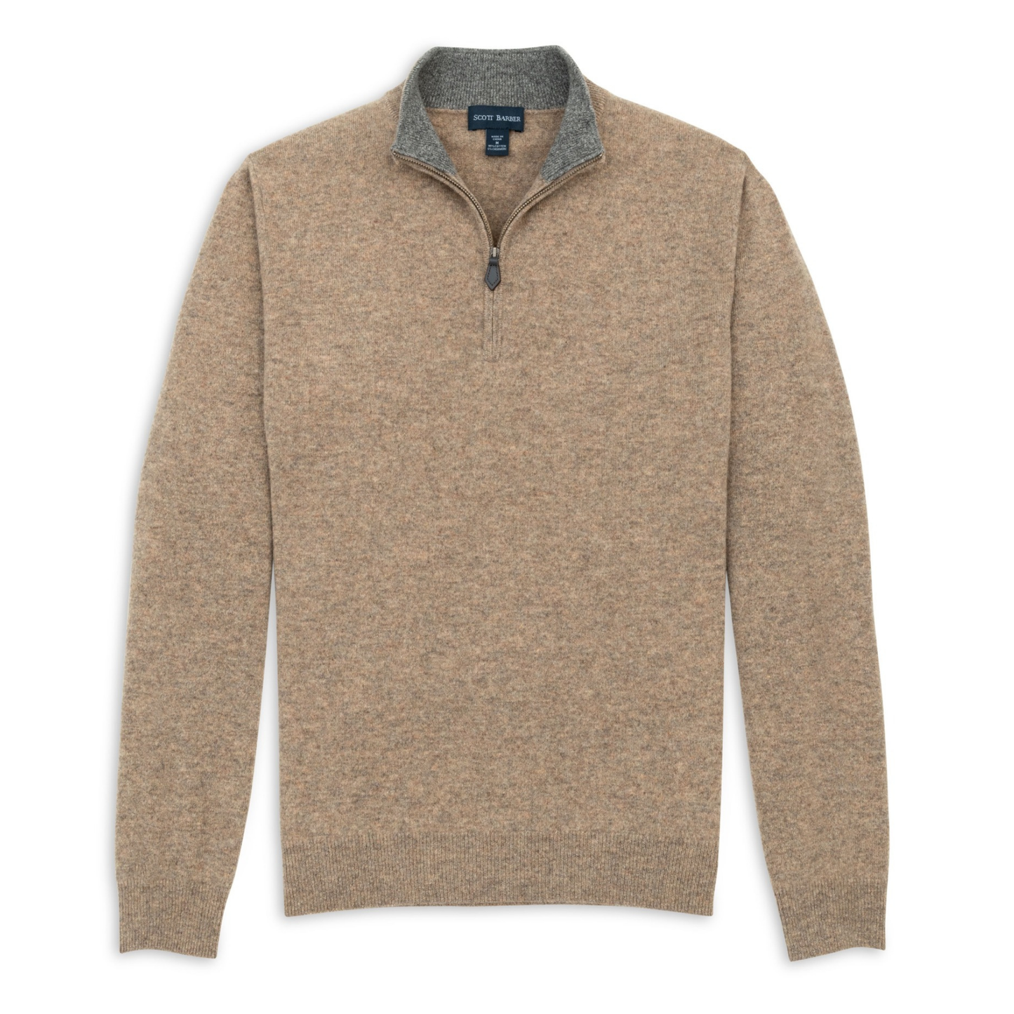 Fine Gauge Cashmere Zip Mock Sweater (Toast)