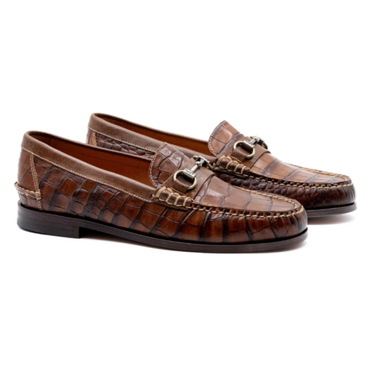 All American Alligator Grain Horse Bit Loafers (Chestnut)