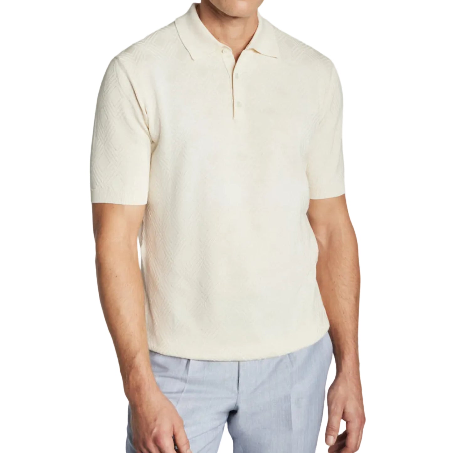 Hubert Short Sleeve Textured Polo (Ecru)