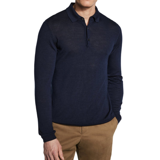Jack Victor Long Sleeve Polo (Navy)