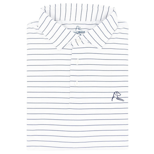 The Captain Stripe Polo (White/Fleet Navy)