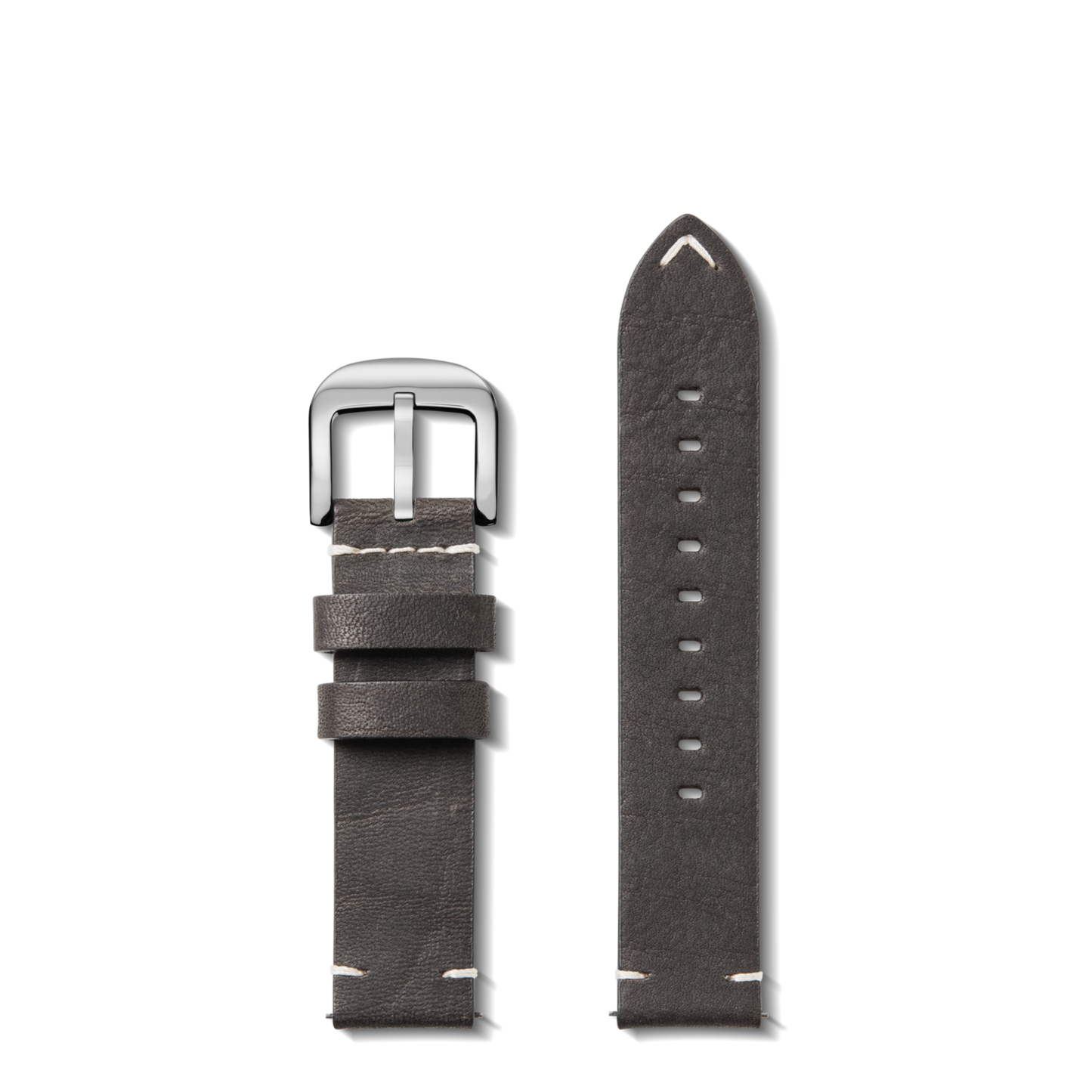 Shinola 20mm Grizzly Black Leather Watch Strap (White Stitch)