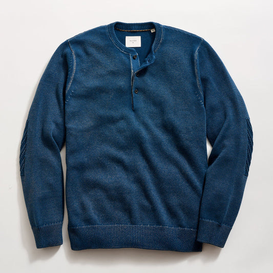 Garment-Dyed Henley Sweater (Tide Blue)
