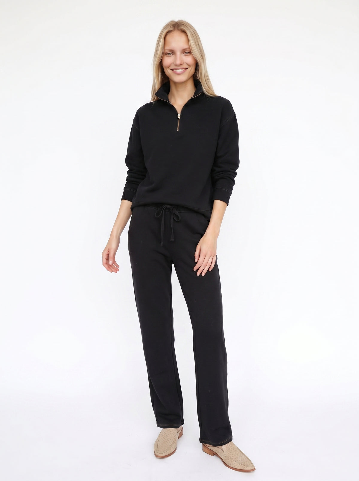 COTTON CASHMERE TERRY HARLEY ZIP PULLOVER