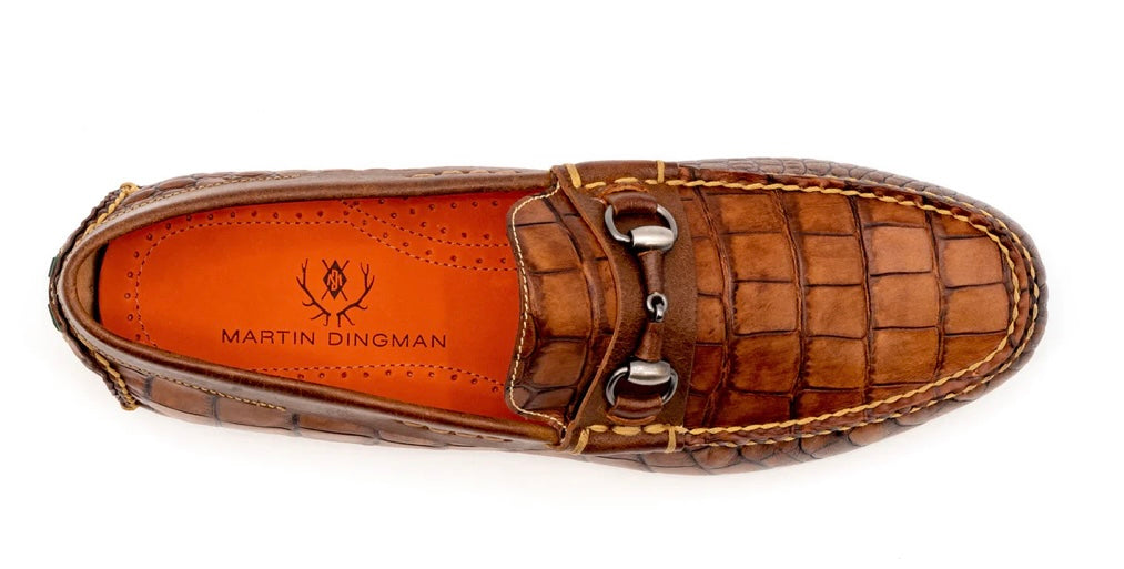 Monte Carlo Alligator Grain Horse Bit Driving Loafers (Chestnut)