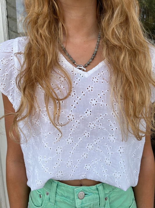 EYELET COLETTE V-NECK