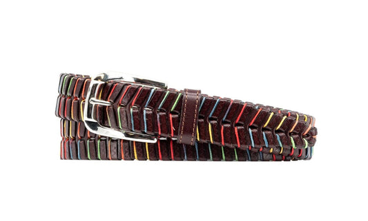 Livingston Hand Laced Saddle Leather Belt (Brown Multi)