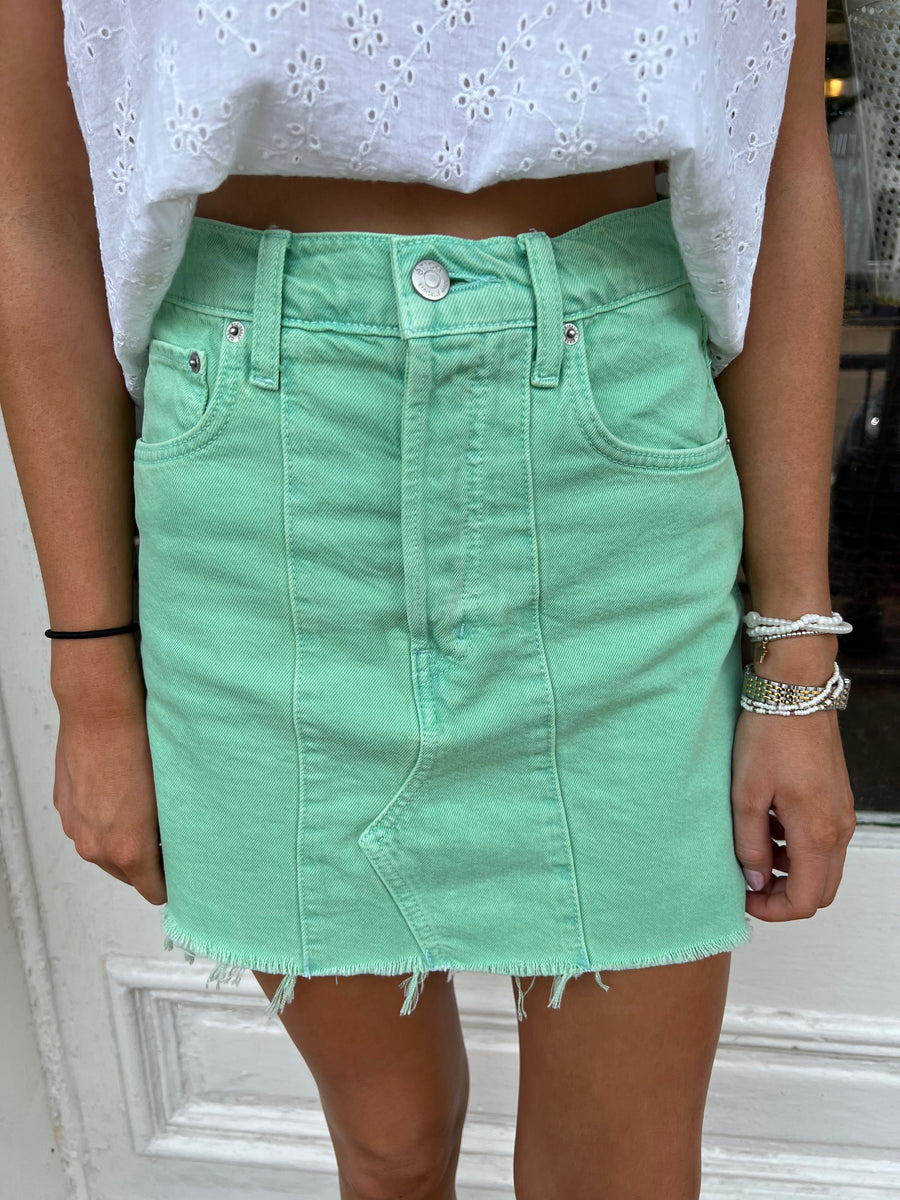 BOBBI CUTOFF MINI SKIRT DUSY AQUA